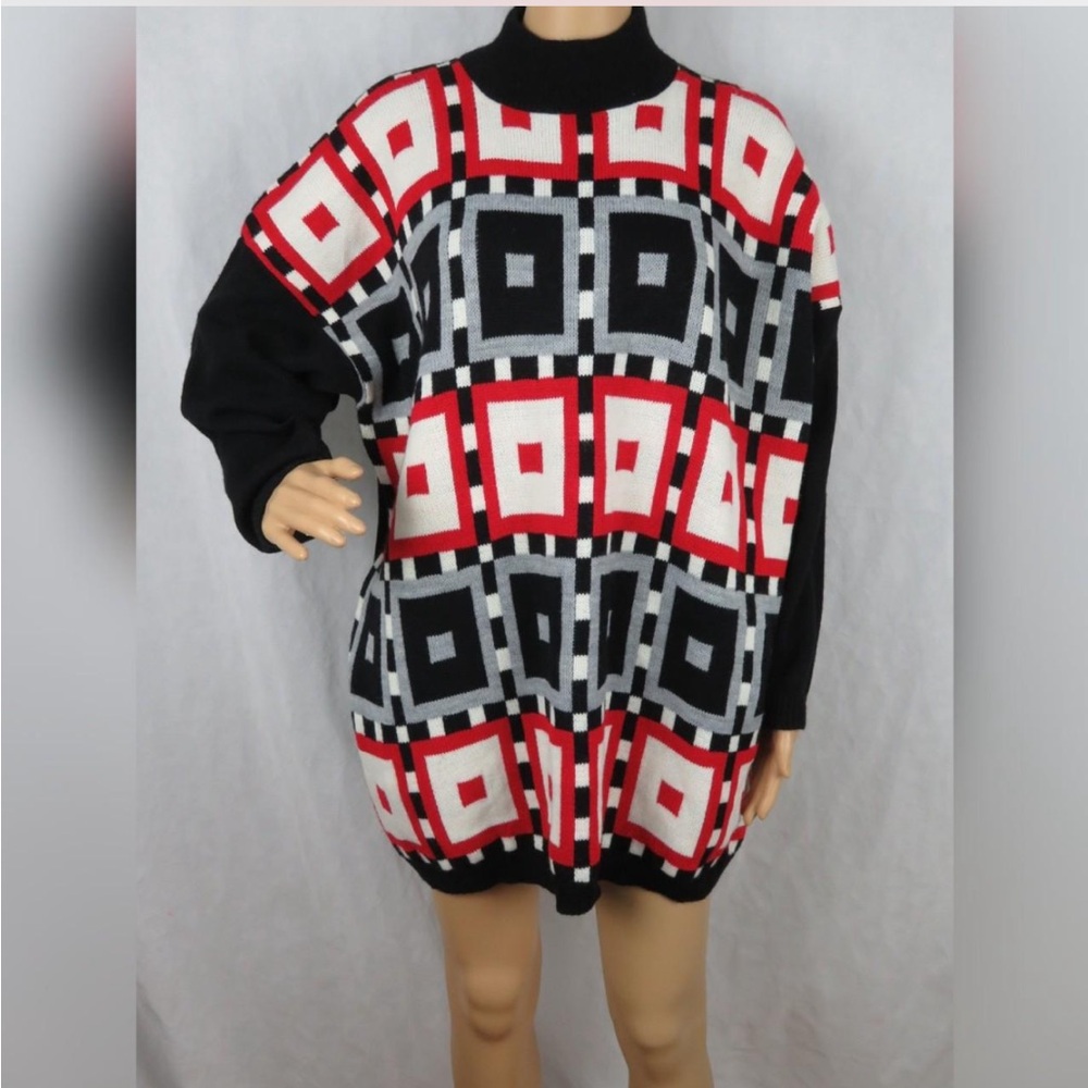 Vintage Geometric Patterned Sweater - XXL